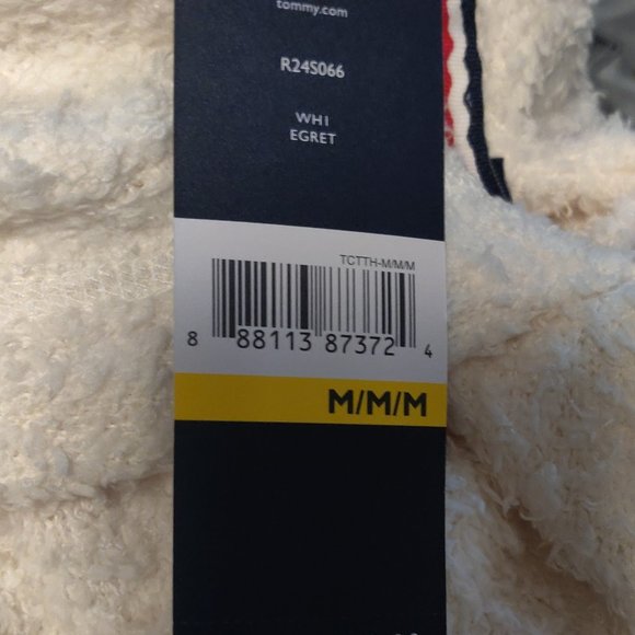 NWT $69 Tommy Hilfiger Soft Sherpa White Pullover Crop Hoodie Sweater Womens M - Picture 3 of 3